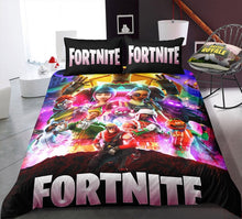 Load image into Gallery viewer, 3D Cartoon Bedding Suit Fortnites Quilt Cover Fortress Night Printed Bed Spead Child Bedroom Bed Duvet Cover Bedclothes 3pcs Set