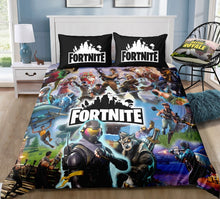 Load image into Gallery viewer, 3D Cartoon Bedding Suit Fortnites Quilt Cover Fortress Night Printed Bed Spead Child Bedroom Bed Duvet Cover Bedclothes 3pcs Set