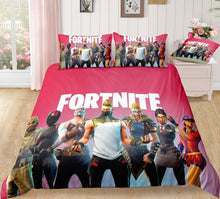 Load image into Gallery viewer, 3D Cartoon Bedding Suit Fortnites Quilt Cover Fortress Night Printed Bed Spead Child Bedroom Bed Duvet Cover Bedclothes 3pcs Set
