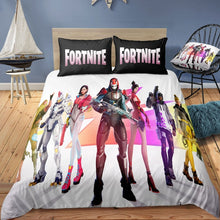 Load image into Gallery viewer, 3D Cartoon Bedding Suit Fortnites Quilt Cover Fortress Night Printed Bed Spead Child Bedroom Bed Duvet Cover Bedclothes 3pcs Set