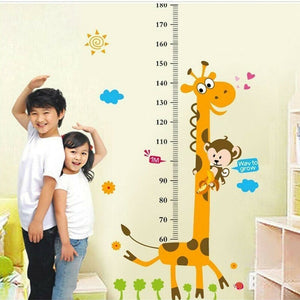 1pc PVC Children Height Growth Chart Measure Wall Sticker Kids Room Decor Animal Decal