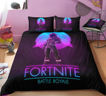 Load image into Gallery viewer, 3D Cartoon Bedding Suit Fortnites Quilt Cover Fortress Night Printed Bed Spead Child Bedroom Bed Duvet Cover Bedclothes 3pcs Set

