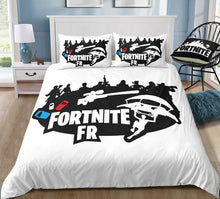 Load image into Gallery viewer, 3D Cartoon Bedding Suit Fortnites Quilt Cover Fortress Night Printed Bed Spead Child Bedroom Bed Duvet Cover Bedclothes 3pcs Set
