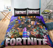Load image into Gallery viewer, 3D Cartoon Bedding Suit Fortnites Quilt Cover Fortress Night Printed Bed Spead Child Bedroom Bed Duvet Cover Bedclothes 3pcs Set
